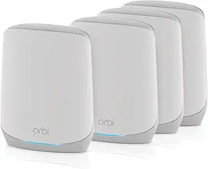 NETGEAR Orbi Whole Home Tri-Band WiFi 6 Mesh Network System (RBK754P) – Router with 3 Satellite Extenders, Security Features, Coverage up to 10,000 sq.ft., 75 Devices, AX5200 (Up to 5.2Gbps)