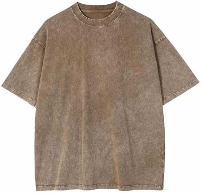 Aelfric Eden Mens Cotton Wash Solid T-Shirts Oversized Unisex Short Sleeve Streetwear Rap Hip Hop Basic Tee Tops