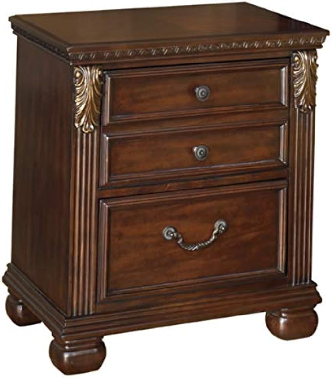 Signature Design by Ashley Leahlyn Traditional 2 Drawer Nightstand, Warm Brown