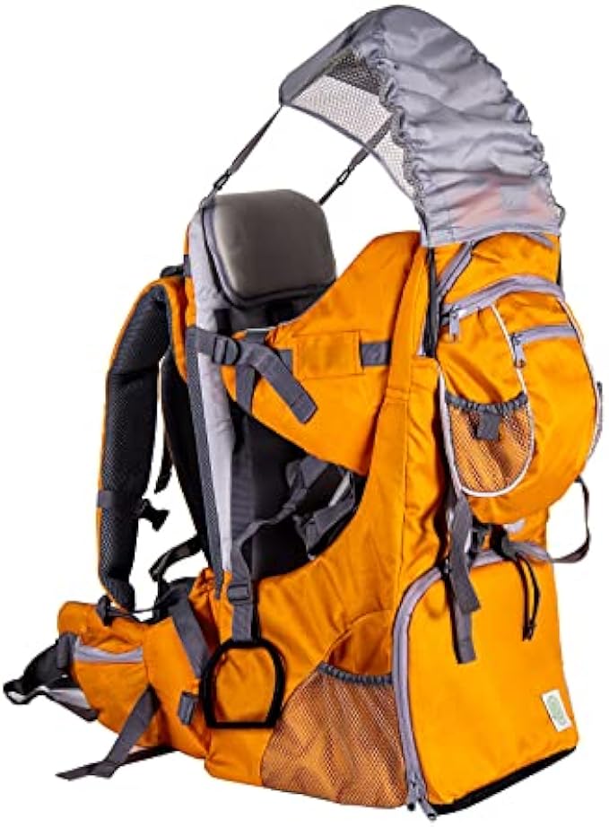 Baby Backpack Carrier, Safe Toddler Hiking Backpack Carrier Camping Child Carriers with Rain Cover Child Kid Sun Shade Large Storage Space Insulated Pocket, Adjustable Padded Child Seat