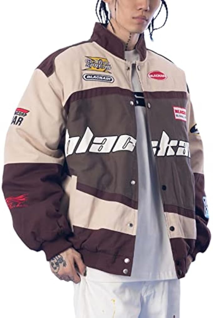 Aelfric Eden Men's Letter Foaming Love Print Varsity Jacket Vintage Graphic Baseball Jacket Unisex Coats Streetwear