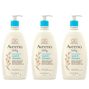 Aveeno Baby Gentle Body Wash & Shampoo with Natural Oat Extract, Tear-Free, Paraben-Free & Phthalate-Free Formula for Baby’s Sensitive Hair & Body, Lightly Scented, 18 fl. oz, 3 Pack