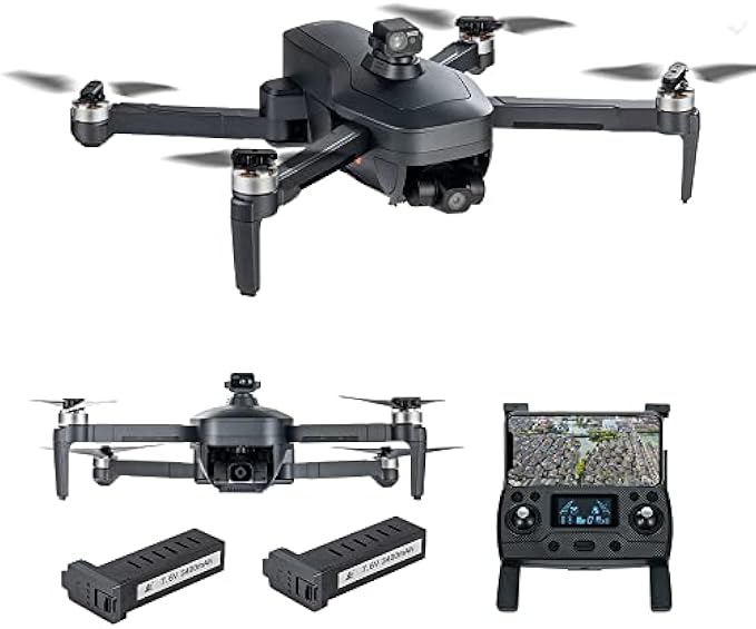 GPS Drones with 4K UHD Camera for Adults, 3-Axis Gimbal with EIS Anti-Shake, 9800ft HD Video Transmission, 360°Obstacle Sensing, CMOS Sensor, Brushless Motor Level 7 Wind Resistance (2 Batteries）
