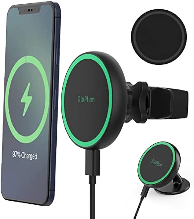 Magnetic Wireless Car Charger Mount Compatible with Magsafe iPhone 13/ iPhone 12/12 Mini/12 Pro/12 Pro Max, 15W Fast Charging Air Vent Magnet Accessories Car Phone Holder