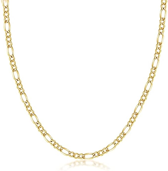 PORI JEWELERS 14K Yellow Gold 2.5mm, 3.5mm, 4.5mm, or 5.5mm Figaro Link Chain Necklace- Made in Italy- Multiple Lengths Available