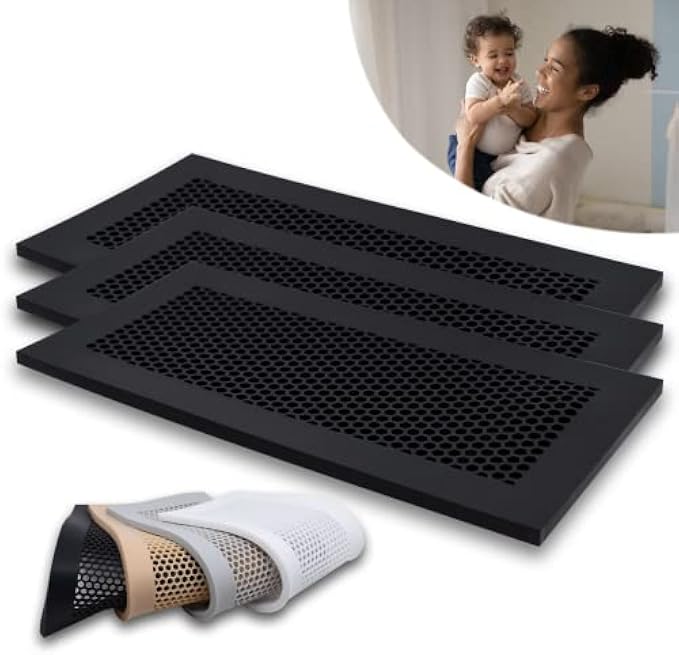 Famba Baby Proofing Vent Cover for Home Floor - Soft Silicone Child Proof Floor Air Vent Cover, Catches Small Items & Prevents Creepy Crawlies, Baby Safety Product, 11.5" x 5.5", Black, 3-Pack