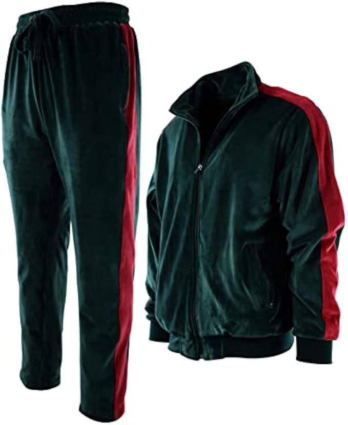 Mens Velour Set with Zippered Pockets and Velour Lining