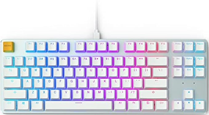 Glorious Custom Gaming Keyboard - GMMK 85% Percent TKL - USB C Wired Mechanical Keyboard - RGB Hot Swappable Switches & Keycaps - Silver/White Metal Top Plate