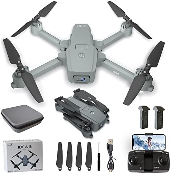 le-idea IDEA16 Drones with 2 Cameras for Adults Beginners 4K 5GHz FPV WIFI Live Video RC Quadcopters with 120 Wide-Angle Adjustable Professional Camera, Optical Flow Positioning 2 Batteries Helicopter