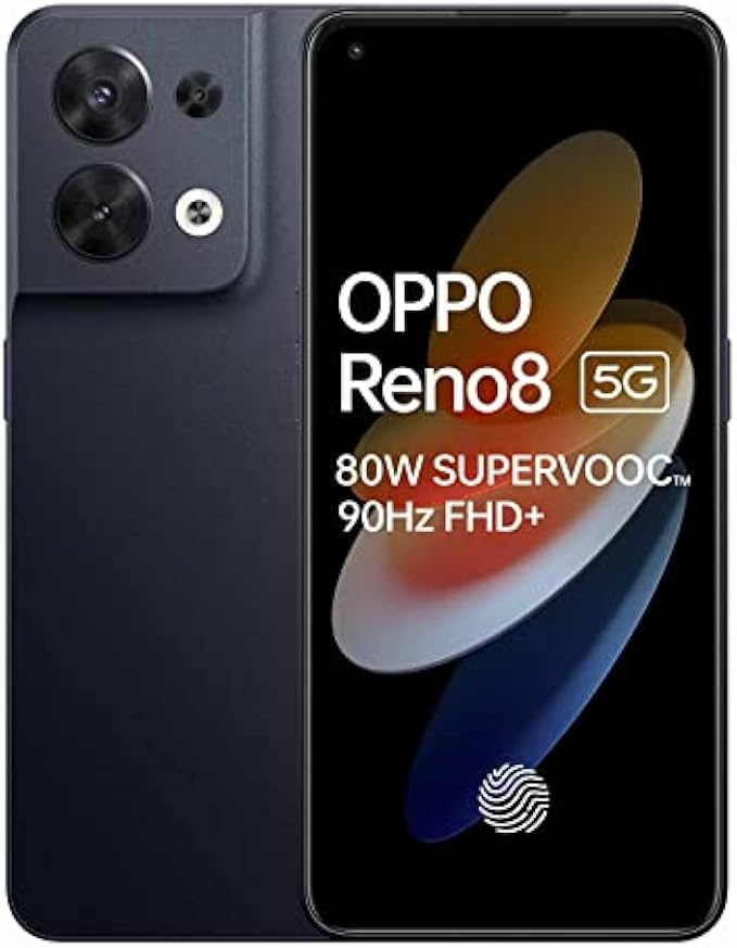 OPPO Reno8 5G Dual 256GB 8GB RAM Factory Unlocked (GSM Only | No CDMA - not Compatible with Verizon/Sprint) - Black