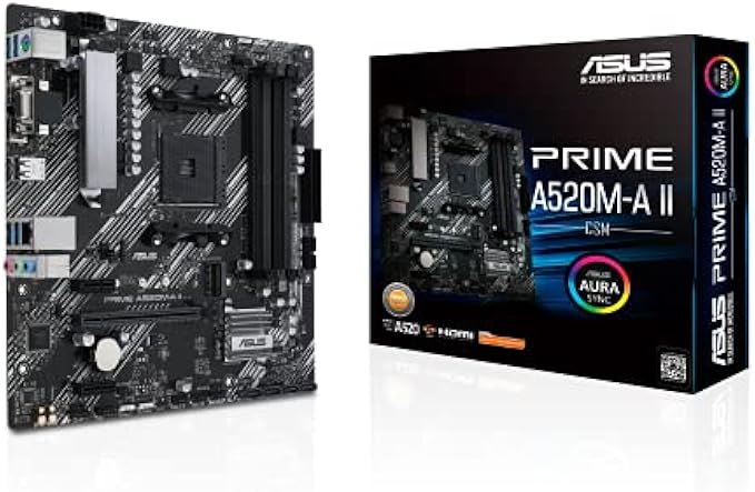 ASUS Prime A520M-A II/CSM AMD AM4(3rd Gen Ryzen) microATX Commercial Motherboard(ECC Memory,M.2 Support,1Gb Ethernet, DP/HDMI 2.1/D-Sub, 4K@60HZ, USB3.2 Gen1Type-A, ARGBheader with AURAsync)