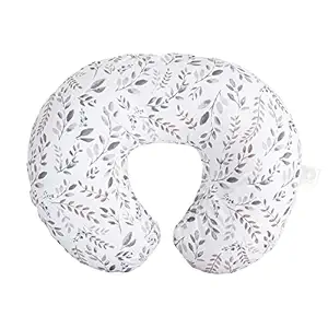 Boppy Original Nursing Pillow, Gray Taupe Leaves, Ergonomic Nursing Essentials for Bottle and Breastfeeding, Firm Fiber Fill, with Removable Pillow Cover, Machine Washable