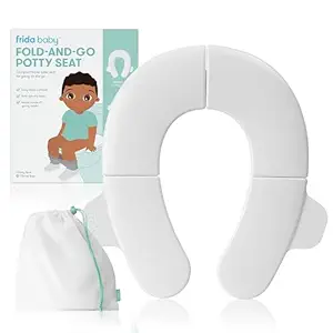 Frida Baby Fold-and-Go Potty Seat for Toilet | Foldable Travel Potty Seat for Toddler, Fits Round & Oval Toilets, Non-Slip Base, Handles, Includes Free Travel Bag