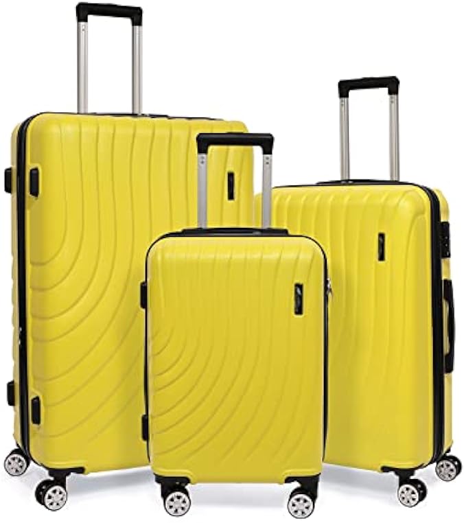 M Camel Mountain Luggage Sets 3 Piece Lightweight Durable Expandable Hard Shell Suitcase Set with TSA Lock Double Spinner Wheels - Yellow