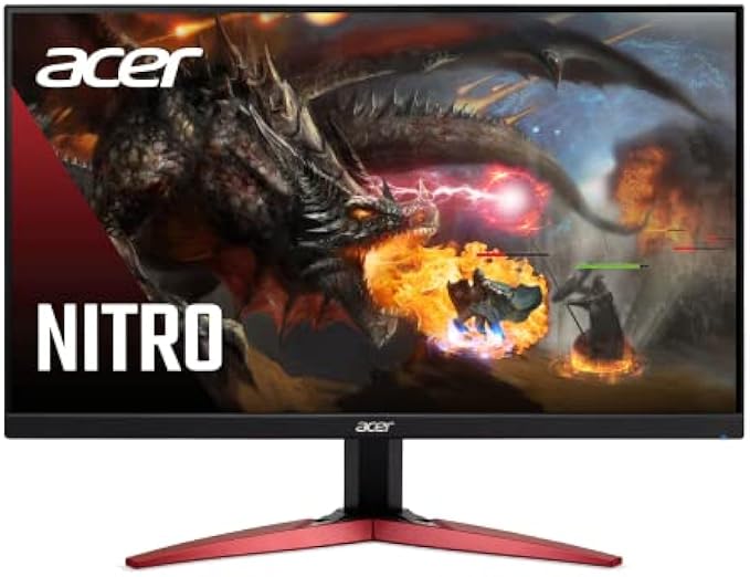 Acer Nitro KG241Y Sbiip 23.8” Full HD (1920 x 1080) VA Gaming Monitor | AMD FreeSync Premium Technology | 165Hz Refresh Rate | 1ms (VRB) | ZeroFrame Design | 1 x Display Port 1.2 & 2 x HDMI 2.0
