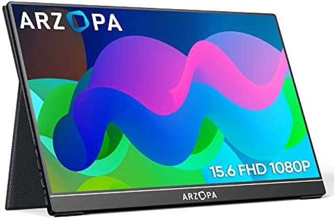 ARZOPA Portable Monitor 15.6'' FHD 1080P Portable Laptop Monitor IPS Computer External Screen USB C HDMI Display w/Smart Cover for PC MAC Phone Xbox PS5-A1 GAMUT