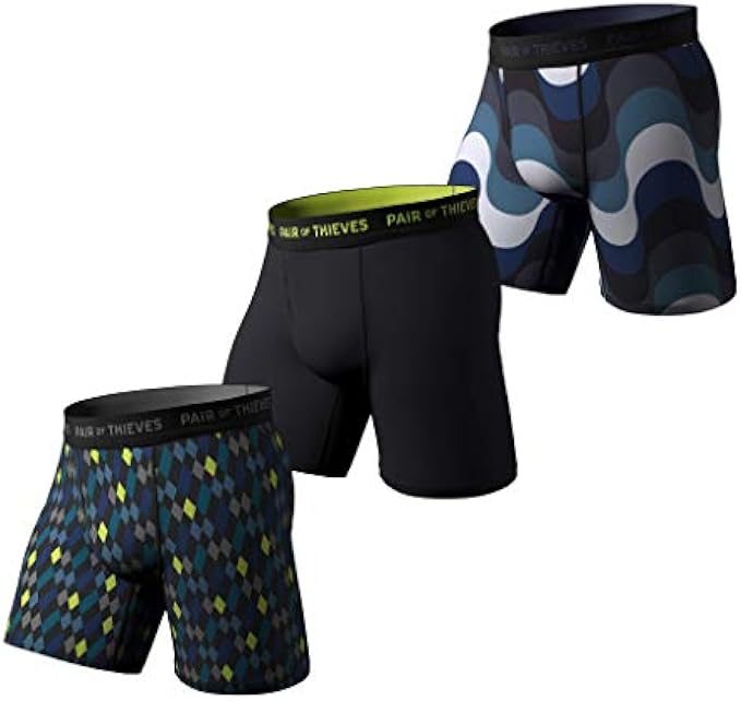 Pair of Thieves Super Fit Men’s Long Boxer Briefs, 3 Pack Underwear, AMZ Exclusive