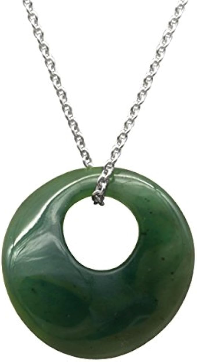 Stellia Oculus Jade Necklace 18” – 20” Adjustable Silver Plated Chain