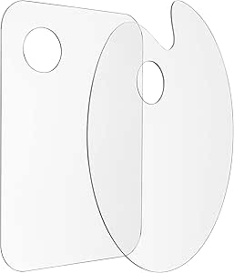 Tamaki 2 Pack 11.8 x 7.9 Inch Acrylic Paint Palette with Thumb Hole, Clear, Oval & Rectangular Non-Stick Surface