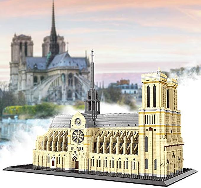 Big Architecture Model Kits Notre Dame De Paris Micro Blocks 7380 Pieces Model Building Kit, Creative Building Set for Adults, Gift for Any Hobbyists New（ with Color Gift Package）