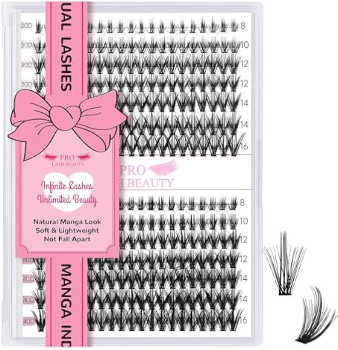 280 Pcs Lash Clusters Manga Lashes Individual Lashes Eyelash Clusters 30D+40D Mixed Lashes That Look Like Eyelash Extensions Wispy Lashes DIY Lashes At Home (30D+40D-D-8-16mix,Manga)
