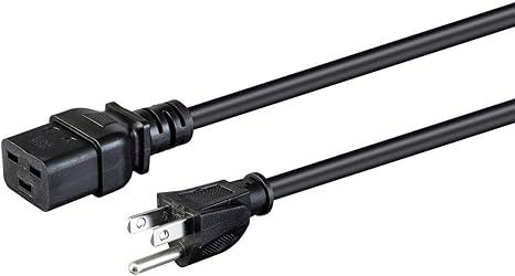 Monoprice Extension Cord - NEMA 5-15P to IEC 60320 C19, 15 Amp, 1875 Watt, 3-Prong, 14AWG, 15 Feet, Black