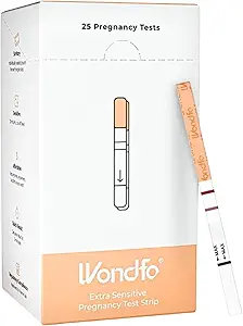 Wondfo Early Result Pregnancy Test Strips - Get Results 6 Days Sooner Than Missed Period-Sensitive and high-Accuracy HCG Testing Kit at 10 MIU/ml Cut-Off -[25 Packs]