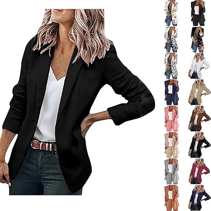 Blazers for Women Business Casual Open Front Long Sleeve Work Office Jackets Blazer Fashion Lightweight Jacket Suits