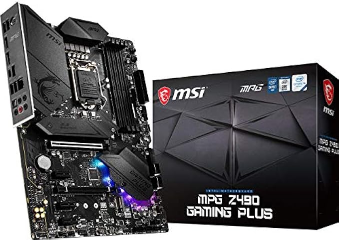MSI MPG Z490 Gaming Plus Gaming Motherboard (ATX, 10th Gen Intel Core, LGA 1200 Socket, DDR4, CF, Dual M.2 Slots, USB 3.2 Gen 2, 2.5G LAN, DP/HDMI, Mystic Light RGB)