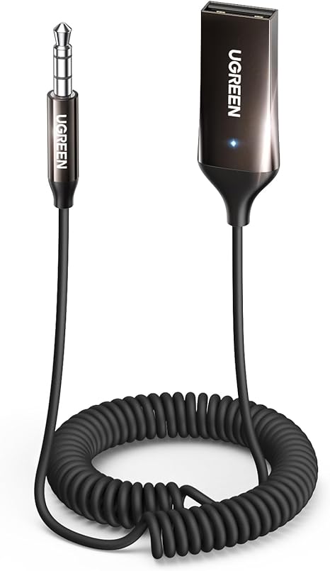 UGREEN Aux to Bluetooth 5.4 Adapter 3.5mm Bluetooth Receiver for Car USB 2.0 to 3.5mm Jack Kit with Built-in Microphone Aux Input for Hands-Free Calls Compatible with Car Speaker and Home Audio