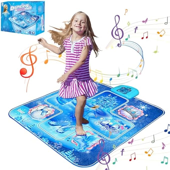 Vimpro Dance Mat - Frozen Toys for Girls Electronic Dance Pad with 5 Game Modes, Built-in Music, Touch Sensitive Light Up LED Kids Musical Mat, Christmas & Birthday Gift for Toddler Girls 3-12