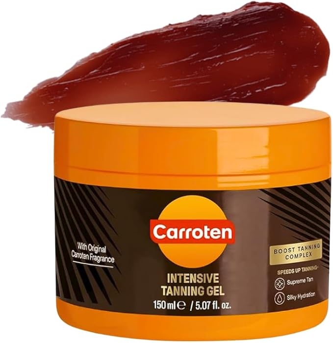 Carroten Intensive Tanning Gel | Browning Tan Accelerator | Non-Greasy, Water-Resistant with Carrot and Coconut Oil | Vitamin A & E For Moisture & Hydration | Made in Greece | 5 Fl Oz