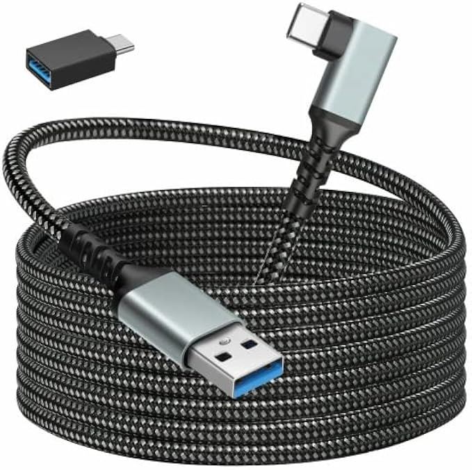 ovsor Professional VR Link Cable - Compatible with Meta Oculus Quest 2, 4.5 m VR Headset Cable Link for PC Gaming, High Speed Data Transfer and Charging USB C Cable