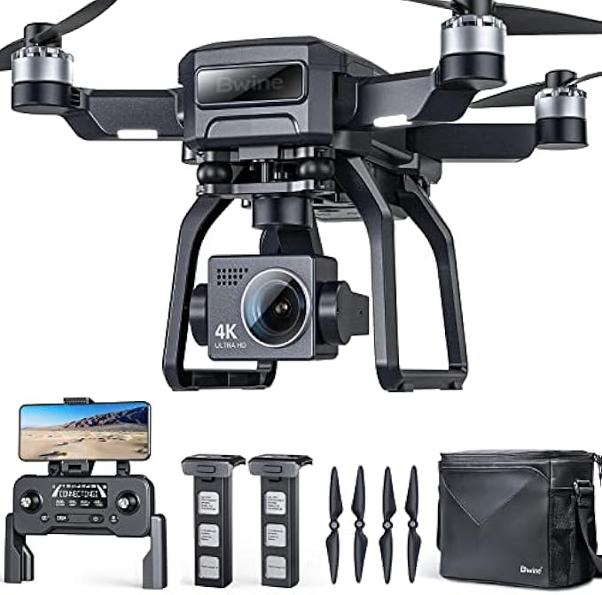 Bwine F7GB2 Drones with Camera for Adults 4K for Night Version, 9800ft Transmission range, 3-Axis Gimbal, 2 Batteries 50 Min Flight Time, GPS Auto Return, Follow Me, Waypoints, Level 6 Wind Resistance