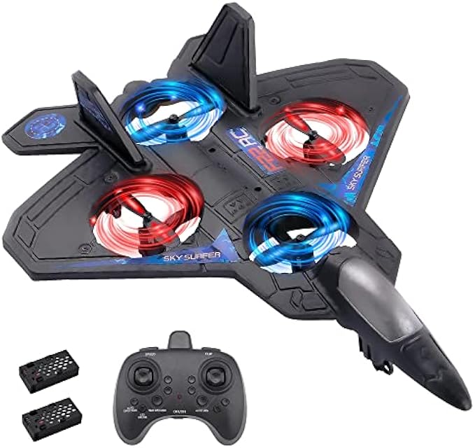 F.U.Fitrota Stunt Remote Control Plane Drone for Kids, Hobby RTF RC Airplanes Toys for Boys, F22 Raptor Fighter RC Jet Plane Toy