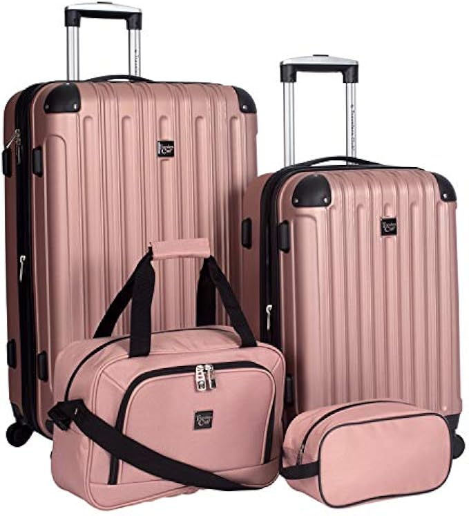 Travelers Club Expandable Midtown Hardside 4-Piece Luggage Travel Set, Rose Gold