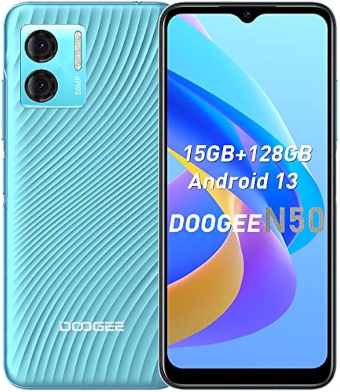 DOOGEE N50 Unlocked Android Phone 2023, 6.52" FHD Smartphone 15GB RAM+128GB ROM (TF 1TB) Android 13 Cell Phones, Octa Core, Dual 4G SIM, 18W PD 4200mAh, 50MP+8MP Camera, Face ID, T-Mobile, US Version