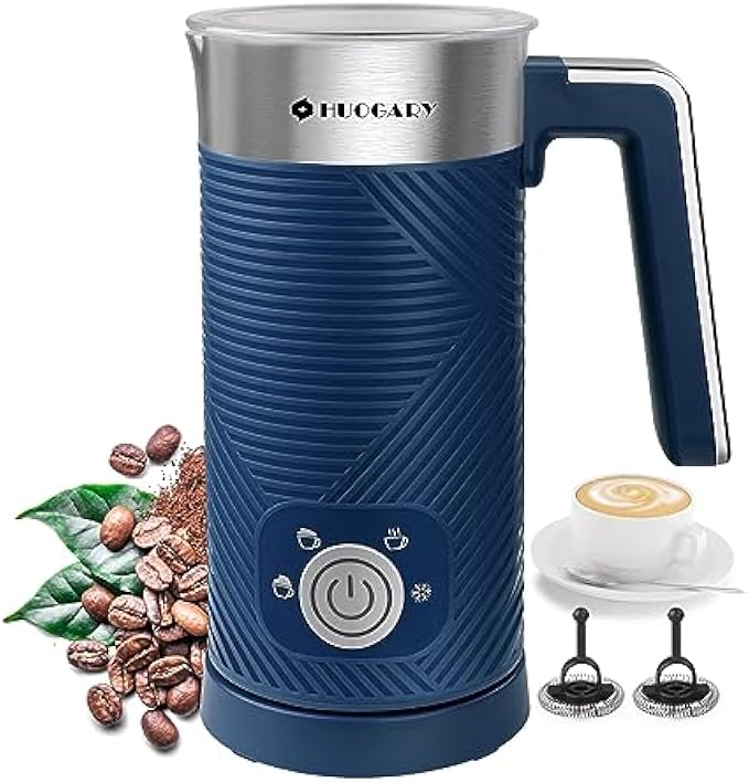 Huogary Electric Milk Frother, 4 in 1 Stainless Steel Milk Steamer, Milk Frother and Steamer for Coffee Milk Warmer for Latte, Cappuccinos, Macchiato, Hot Chocolate,120V