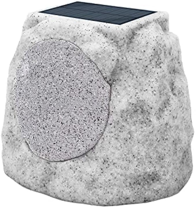 GGII Rock Speakers Outdoor Waterproof Solar-Powered Wireless Bluetooth Portable Speaker Outdoor Bluetooth Speaker with 7 Light Colors for Patio, Party, Pool, Deck, Yard, Garden and Home