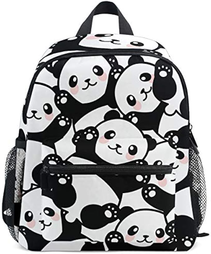 Cute Panda Backpacks for Kids Girls Boys Cartoon Pandas Bamboo Preschool Toddler Bookbag Backpack with Chest Strap Mini Adorable Animals Kindergarten School Bags