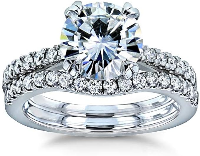Kobelli Moissanite and Lab Grown Diamond Bridal Rings Set 2 1/3 CTW 14k White Gold (GH/VS, DEF/VS)