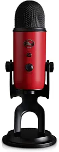 Logitech for Creators Yeti USB Mic, Blue VO!CE Software, 4 Pickup Patterns, Headphone Output & Volume Control, Plug & Play, Satin Red
