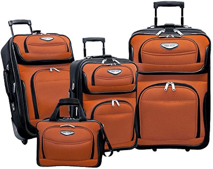 Travel Select Amsterdam Expandable Rolling Upright Luggage, Orange, 4-Piece Set