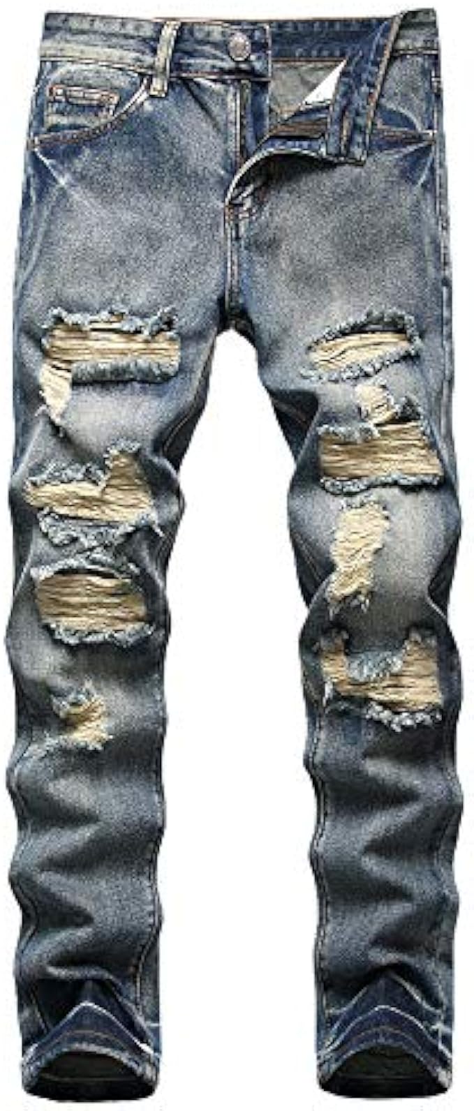 AITITIA Men's Ripped Regular Fit Jeans