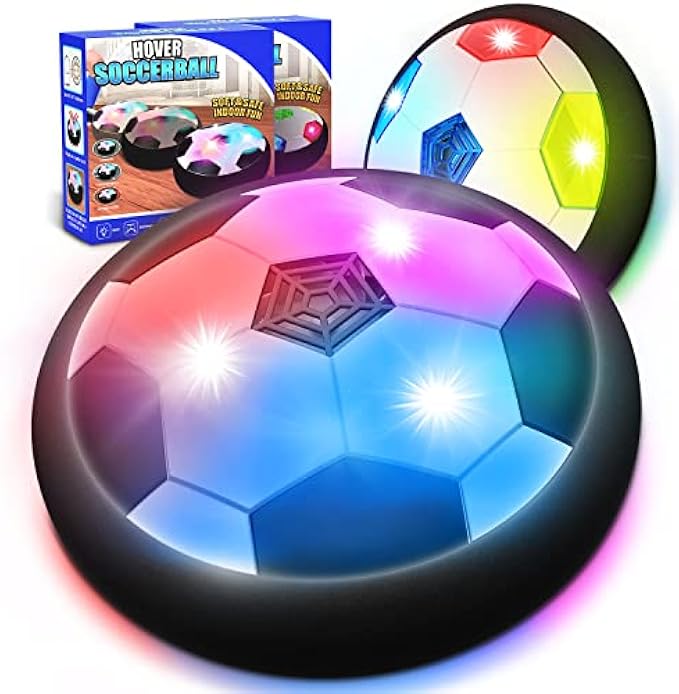 Kids Toys Hover Soccer Ball (Set of 2), Battery Operated Air Floating Soccer Ball with LED Light and Soft Foam Bumper for Indoor Outdoor Game, Age 3 4 5 6 7 8-16 Year Old Boys Girls