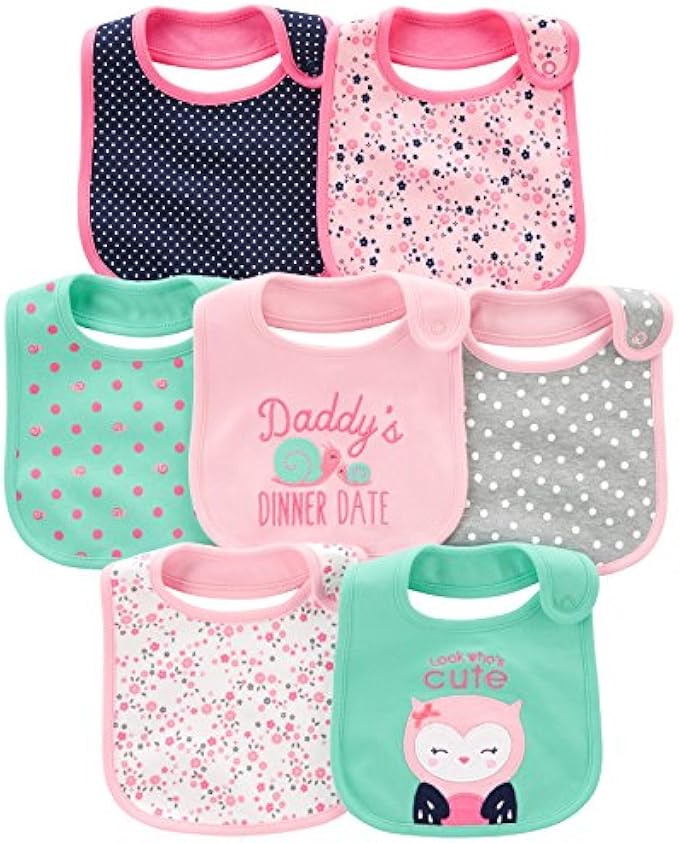 Simple Joys by Carter's Baby Girls' Teething Bibs, Pack of 7