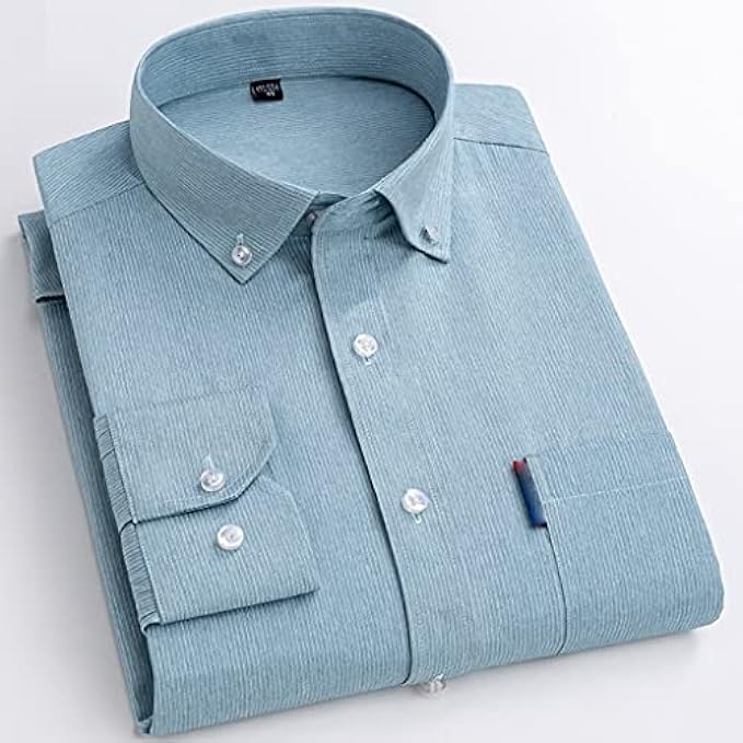 STRAW Spring Shirts Mens Fashion Clothing Trends Casual Striped Button Social Camisas England Style Streetwear Slim Fit Male Blouse4XL (Size : 38 is Asian Size S, Style : Style one)