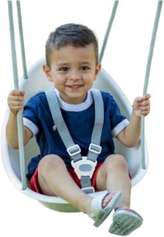 Swurfer Coconut Toddler Swing – Comfy Baby Swing Outdoor, 3- Point Adjustable Safety Harness, Secure, Safe Quick Click Locking System, Blister-Free Rope, Easy Installation, Ages 6-36 Months