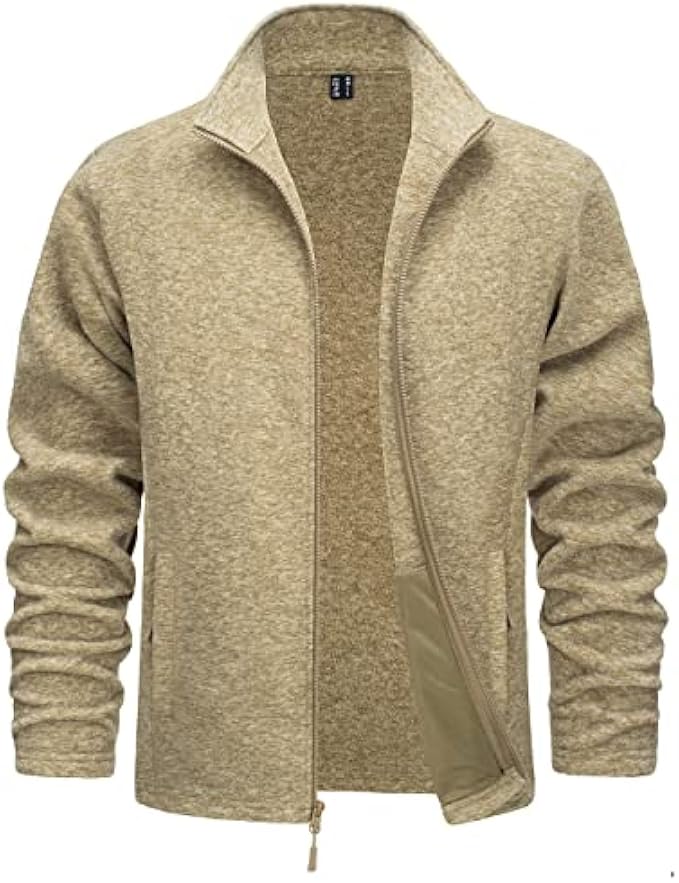 TACVASEN Men's Fleece Jackets Full Zip Lightweight Jacket Casual Soft Warm Coats with Pockets