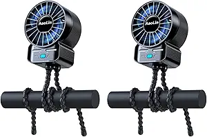 2 Pack Multifunctional Portable Stroller Fan 4 Speed 6600rpm High Speed Usb Rechargeable Personal Mini Handheld Fan Extended Tripod For Desktop Winding Kids Bed Treadmill Bike Golf Cart Outdoor Travel